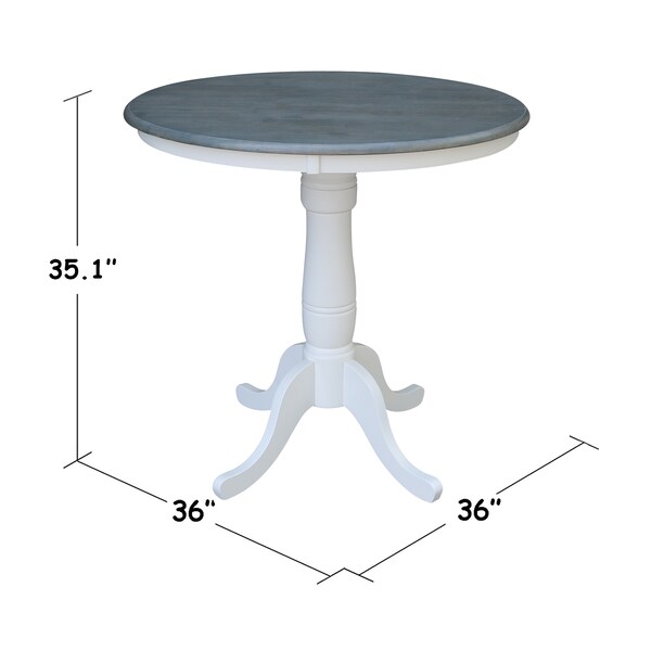 International Concepts Round 36 in Rd Top Ped Table, Counter Ht, White/Heather Gray, 36 in W, 36 in L, 35.1 in H, Wood - K05-36RT-6B