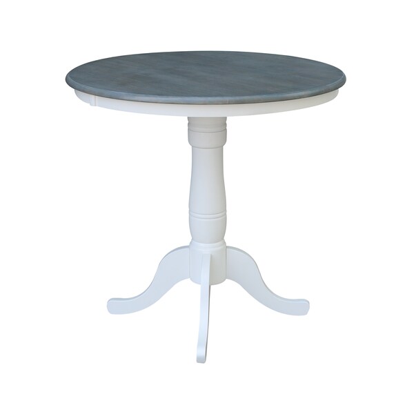 International Concepts Round 36 in Rd Top Ped Table, Counter Ht, White/Heather Gray, 36 in W, 36 in L, 35.1 in H, Wood - K05-36RT-6B