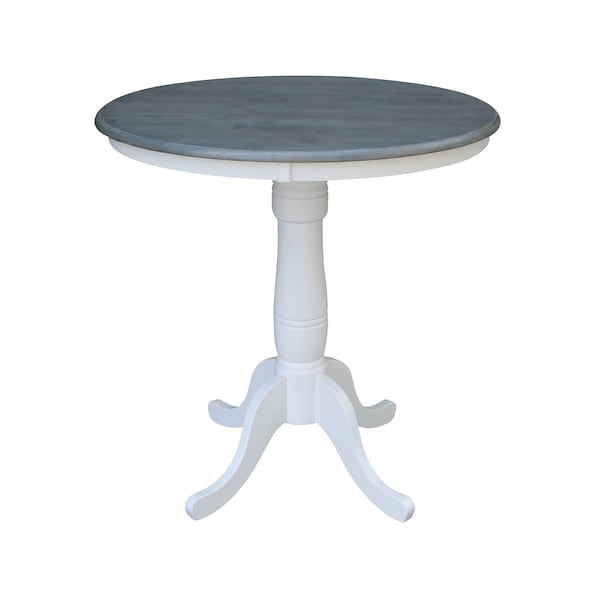 International Concepts Round 36 in Rd Top Ped Table, Counter Ht, White/Heather Gray, 36 in W, 36 in L, 35.1 in H, Wood - K05-36RT-6B