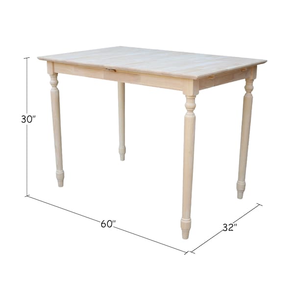 International Concepts Rectangle Table with Butterfly Extension, Unfinished, 32 in W, 48 in L, 30 in H, Wood, Unfinished - K-T32X-330T
