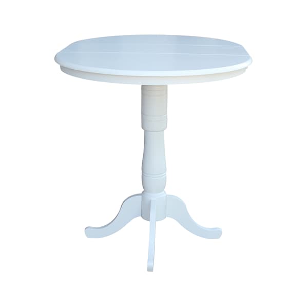 International Concepts Round 36 in Rd Top Pedestal Table, 12 in Leaf, 40.9 inH, Adjustable Height, White, 36 in W, 48 in L - K08-36RXT-6B-2