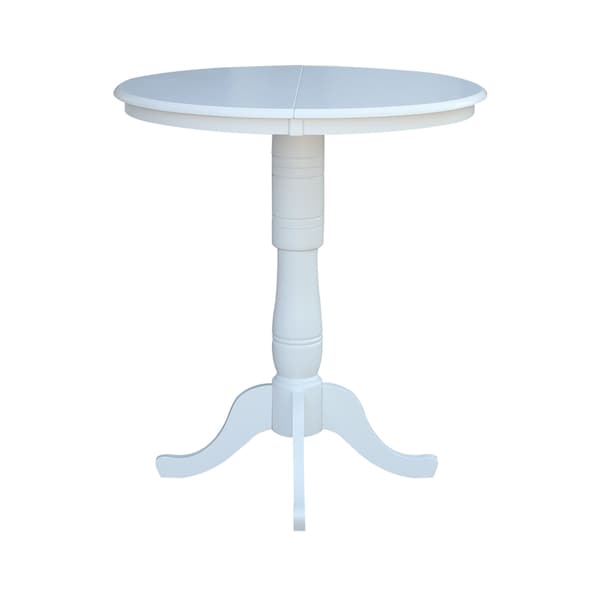 International Concepts Round 36 in Rd Top Pedestal Table, 12 in Leaf, 40.9 inH, Adjustable Height, White, 36 in W, 48 in L - K08-36RXT-6B-2