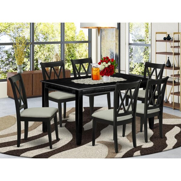 East West Furniture 7 Piece Dudley Dinette Set - Black - DUCL7-BLK-C