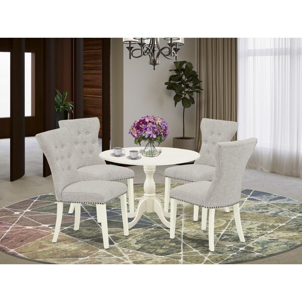 East West Furniture 5 Piece Dublin Dinning Table Set - Linen White - DMGA5-LWH-35