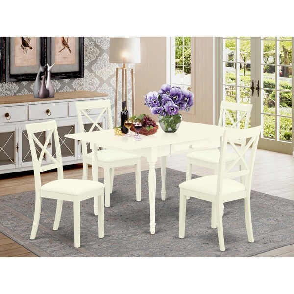 East West Furniture 5 Piece Monza Dinette Set - Linen White - MZBO5-LWH-LC