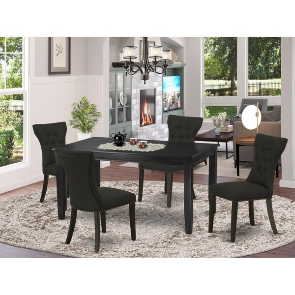 East West Furniture 5 Piece Dudley Dinette Set - Black - DUGA5-BLK-24
