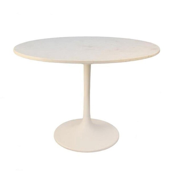 Carolina Cottage 40 in. Enzo Round Marble Top Dining Table, White Top with White Base - MT4040-WHT