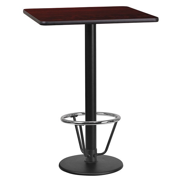 Flash Furniture Square Laminate Table, 24" W, 24" L, 43.125" H, Laminate, Wood Grain - XU-MAHTB-2424-TR18B-3CFR-GG