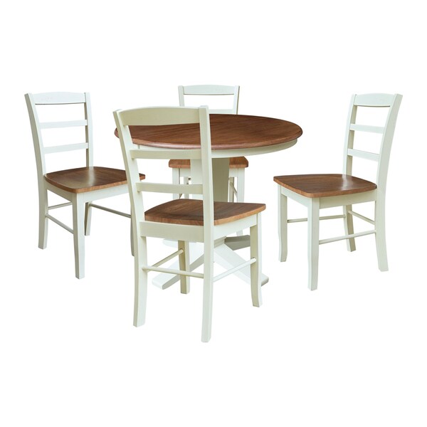 Whitewood Industries Rectangular Extension Dining Table W/ 4 Chairs, 36 in W, 30.1 in L, 48 in H, Parawood, 5 - K79-36RXT-23B-C2-4