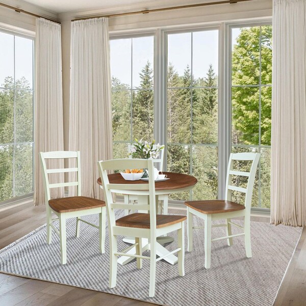 Whitewood Industries Rectangular Extension Dining Table W/ 4 Chairs, 36 in W, 30.1 in L, 48 in H, Parawood, 5 - K79-36RXT-23B-C2-4