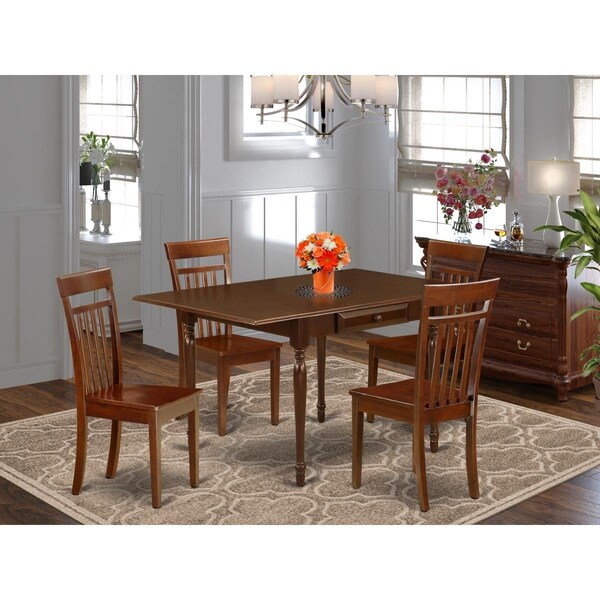 East West Furniture 5 Piece Monza Dinette Set - Mahogany - MZCA5-MAH-W