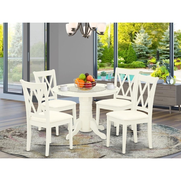 East West Furniture 5 Piece Shelton Dining Set - Linen White - SHCL5-WHI-C