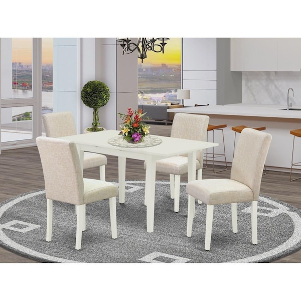 East West Furniture 5 Piece Norfolk Kitchen Dining Table Set - Linen White - NOAB5-LWH-02