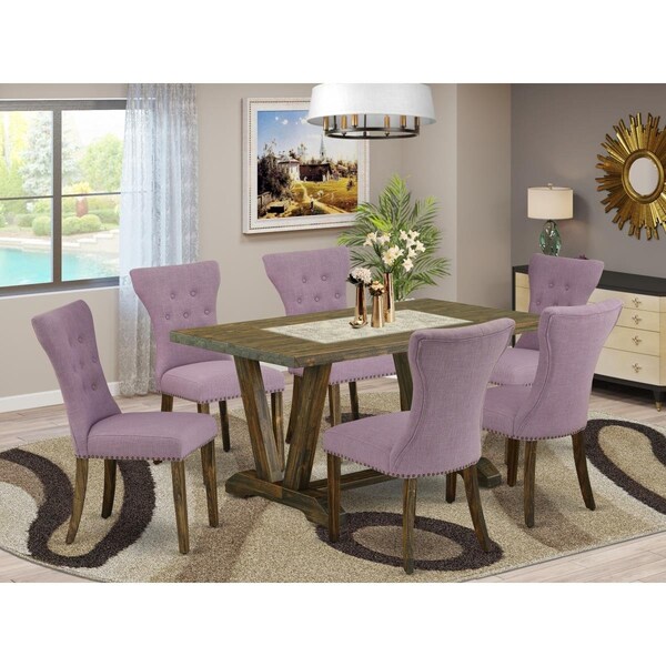 East West Furniture 7 Piece V-Style Kitchen Table Set - Dahlia - V777GA740-7
