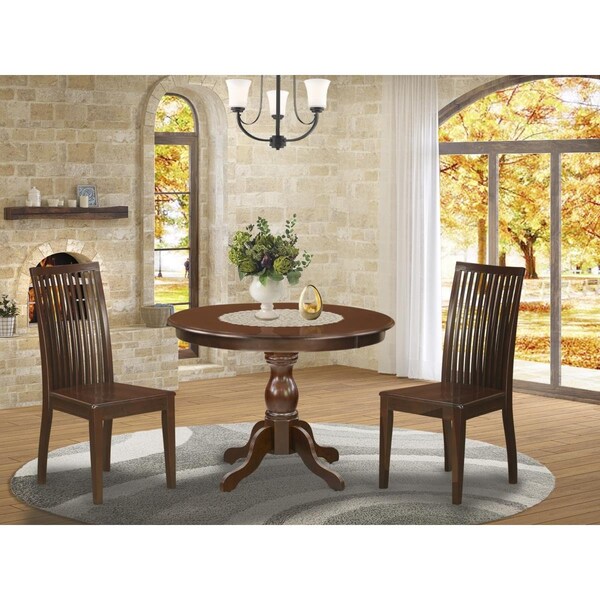 East West Furniture 3 Piece Hartland Dining Set - Mahogany - HBIP3-MAH-W