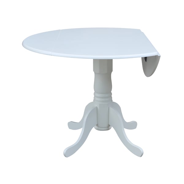International Concepts Round 42 in Round Dual Drop Leaf Pedestal Table, White, 42 in W, 42 in L, 29.5 in H, Wood, White - T08-42DP