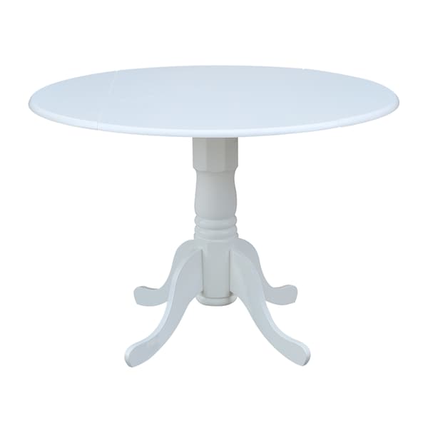 International Concepts Round 42 in Round Dual Drop Leaf Pedestal Table, White, 42 in W, 42 in L, 29.5 in H, Wood, White - T08-42DP