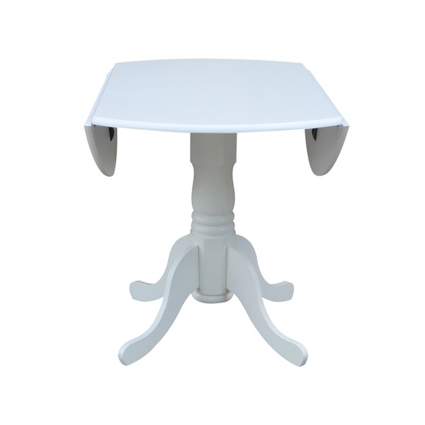 International Concepts Round 42 in Round Dual Drop Leaf Pedestal Table, White, 42 in W, 42 in L, 29.5 in H, Wood, White - T08-42DP