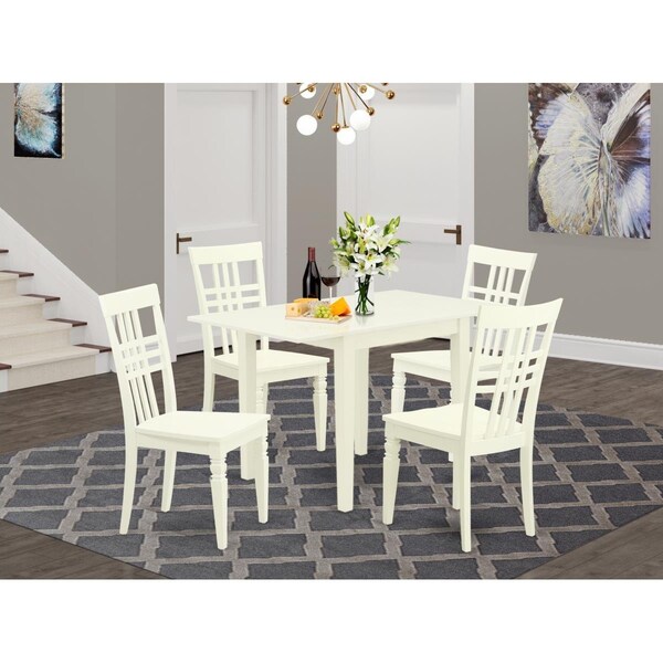 East West Furniture 5 Piece Norden Modern Dining Table Set - Linen White - NDLG5-LWH-W