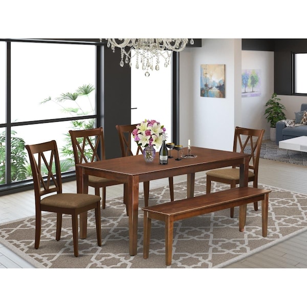 East West Furniture 6 Piece Dudley Dining Set - Mahogany - DUCL6-MAH-C