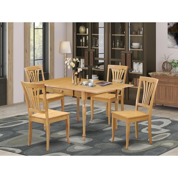 East West Furniture 5 Piece Monza Modern Dining Table Set - Oak - MZAV5-OAK-W