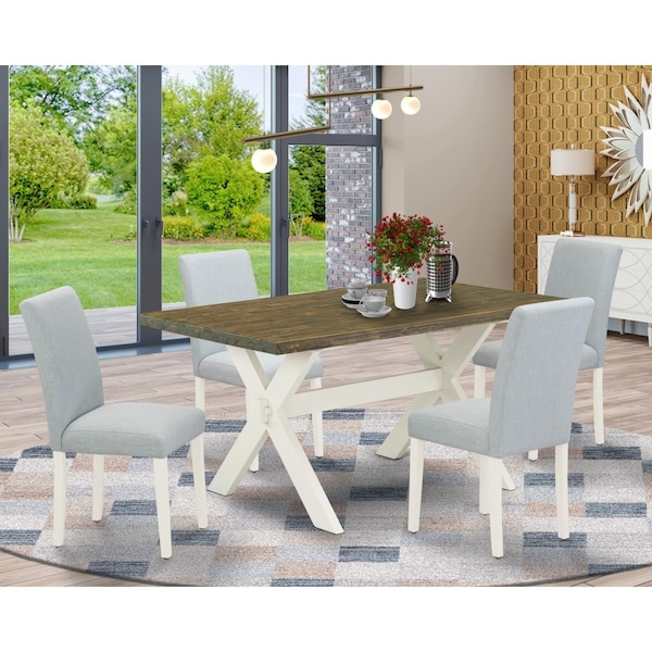 East West Furniture 5 Piece X-Style Kitchen Table Set - Linen White - X076AB015-5