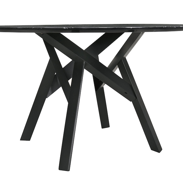 Armen Living Venus and Jackie 5 Piece Black Marble Round Dining Set - SETVEDIBLK5E