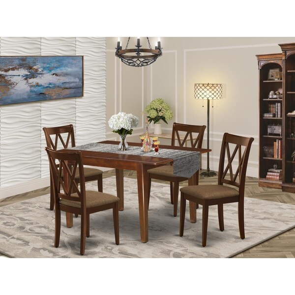 East West Furniture 5 Piece Milan Dining Set - Mahogany - MLCL5-MAH-C