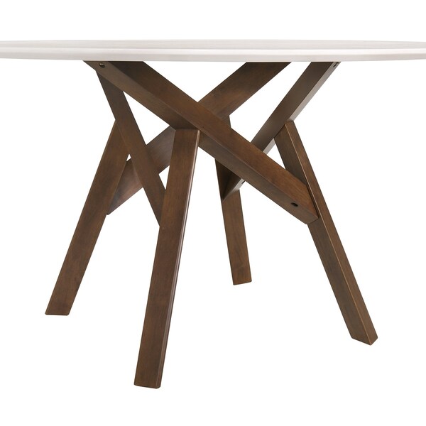 Armen Living Venus and Rowan 5 Piece Walnut and Marble Round Dining Set - SETVEDIWA5A