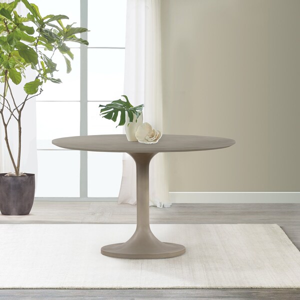 Armen Living Pippa Concrete and Metal Tulip Round Dining Table - LCPIDICCGR