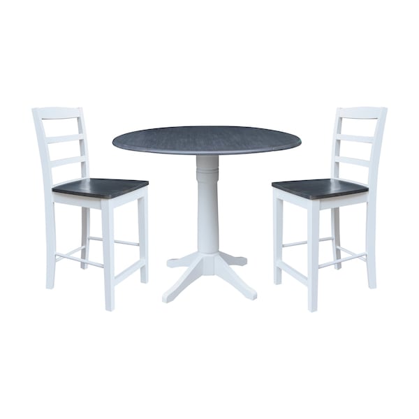 Whitewood Industries Extension Dining Tables, 45 in L, 38 in H, Parawood, 3 Piece Set - K05-42DPT-27-S402-2