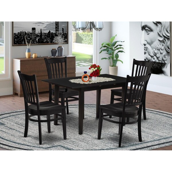 East West Furniture 5 Piece Norfolk Rectangular Dining Table Set - Black - NOGR5-BLK-W