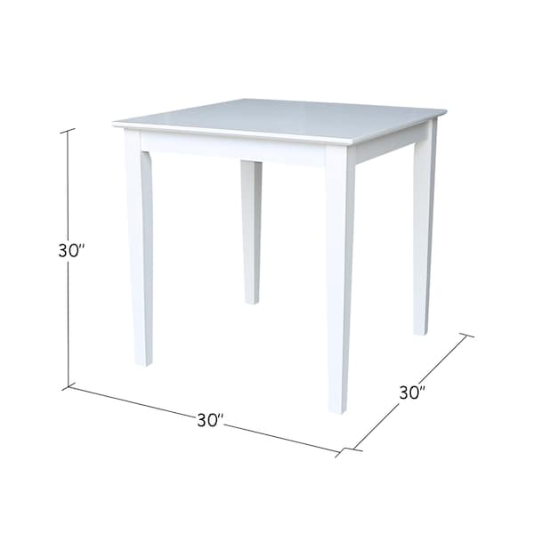 International Concepts Square Solid Wood Top Table, Dining Height, White, 30 in W, 30 in L, 30 in H, Wood, White - K08-3030-30S