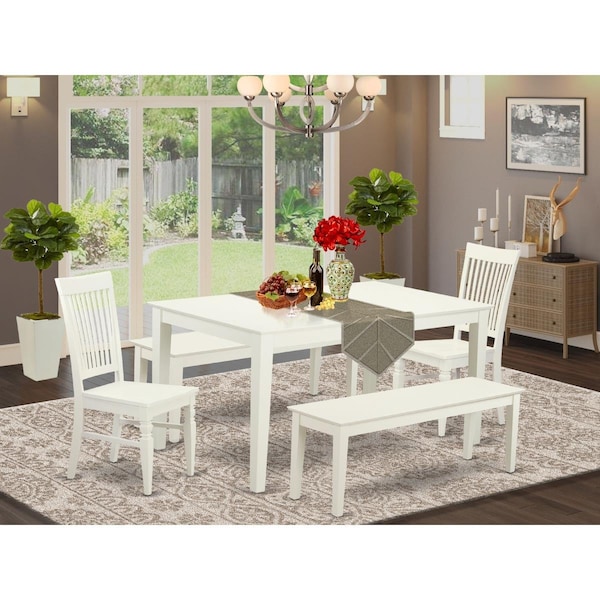 East West Furniture 5 Piece Capri Dining Room Set - Linen White - CAWE5C-LWH-W