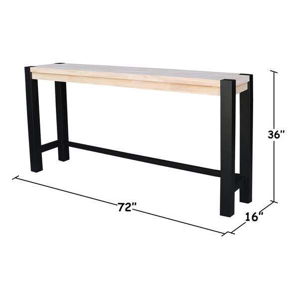 Whitewood Industries Rectangular Fixed Top Table, 72 in W, 36 in L, 16 in H, Parawood, Unfinished/Black - T-1672-36