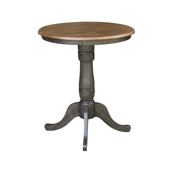 International Concepts Round 30 in Round Top Pedestal Table, 35.1 inH, Hickory/Washed Coal, 30 in W, 30 in L, 35.1 in H - K45-30RT-6B