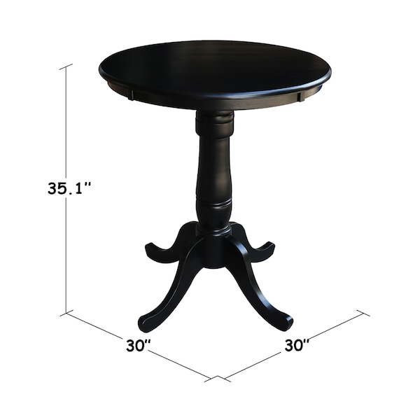 International Concepts Round 30 in Round Top Pedestal Table, 34.9 inH, Black, 30 in W, 30 in L, 35.1 in H, Wood, Black - K46-30RT-6B