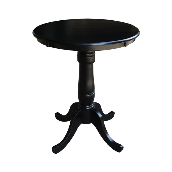 International Concepts Round 30 in Round Top Pedestal Table, 34.9 inH, Black, 30 in W, 30 in L, 35.1 in H, Wood, Black - K46-30RT-6B