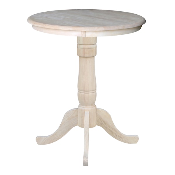 International Concepts Round 30 in Round Top Pedestal Table, 40.9 inH, Unfinished, 30 in W, 30 in L, 40.9 in H, Wood - K-30RT-6B-2