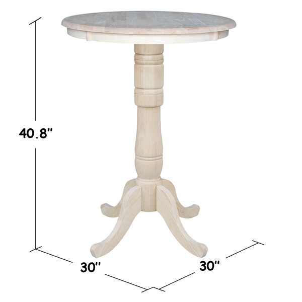 International Concepts Round 30 in Round Top Pedestal Table, 40.9 inH, Unfinished, 30 in W, 30 in L, 40.9 in H, Wood - K-30RT-6B-2