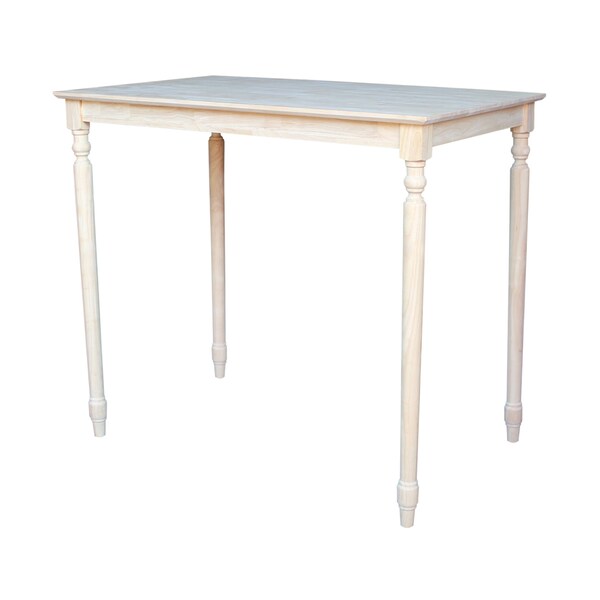 International Concepts Rectangle Solid Wood Top Table, Turned Legs, Unfinished, 30 in W, 48 in L, 42 in H, Wood - K-3048-342T