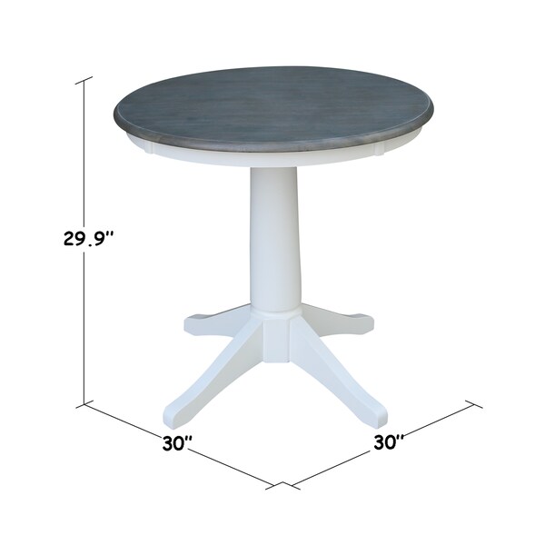 International Concepts Round 30 in Rd Top Ped Table, Dining Ht, White/Heather Gray, 30 in W, 30 in L, 29.9 in H, Wood - K05-30RT-27B