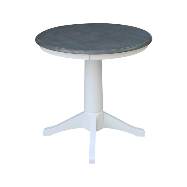 International Concepts Round 30 in Rd Top Ped Table, Dining Ht, White/Heather Gray, 30 in W, 30 in L, 29.9 in H, Wood - K05-30RT-27B