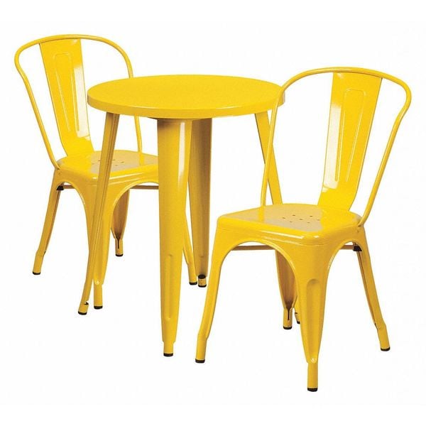 Flash Furniture Round 24" W, 24" L, 29" H, Metal, Yellow - CH-51080TH-2-18CAFE-YL-GG