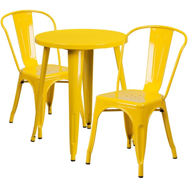 Flash Furniture Round 24" W, 24" L, 29" H, Metal, Yellow - CH-51080TH-2-18CAFE-YL-GG