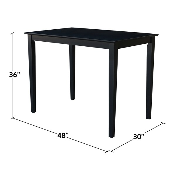 International Concepts Rectangle Solid Wood Top Table, Black, 48 in W, 30 in L, 36 in H, Wood, Black - K46-3048-36S
