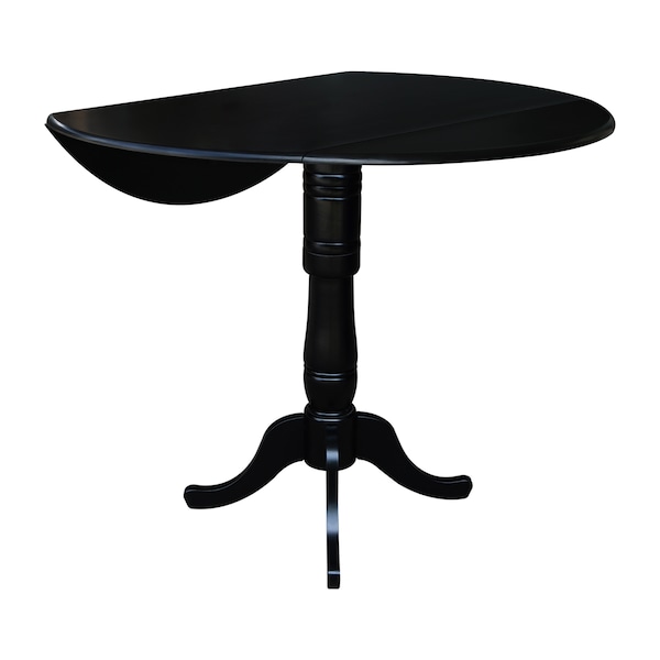 International Concepts Round 42 in Round Dual Drop Leaf Pedestal Table, 41.5 inH, Black, 42 in W, 42 in L, 41.5 in H, Wood - K46-42DPT-6B-2