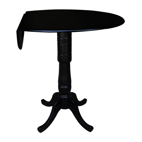International Concepts Round 42 in Round Dual Drop Leaf Pedestal Table, 41.5 inH, Black, 42 in W, 42 in L, 41.5 in H, Wood - K46-42DPT-6B-2