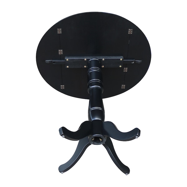 International Concepts Round 42 in Round Dual Drop Leaf Pedestal Table, 41.5 inH, Black, 42 in W, 42 in L, 41.5 in H, Wood - K46-42DPT-6B-2