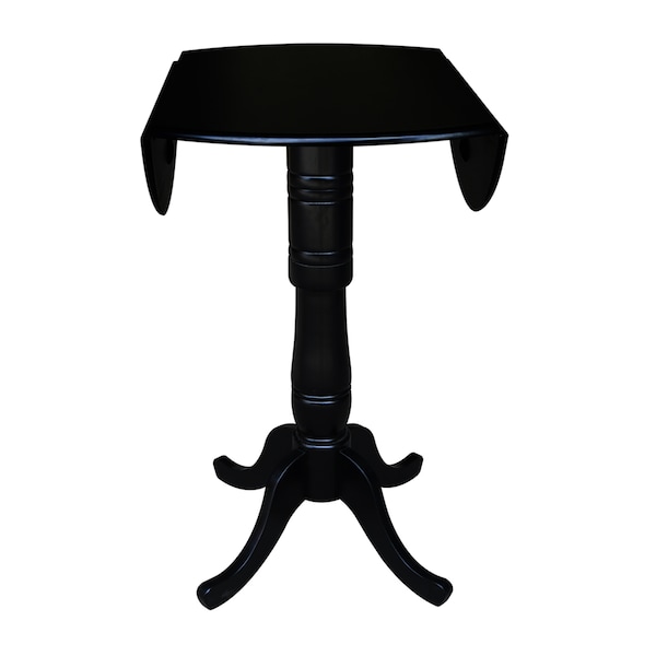 International Concepts Round 42 in Round Dual Drop Leaf Pedestal Table, 41.5 inH, Black, 42 in W, 42 in L, 41.5 in H, Wood - K46-42DPT-6B-2